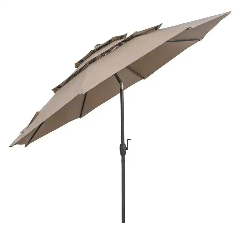 Costway Parasol déporté 3 niveaux 3 m avec évent Parasol de marché grand format pour extérieur Pare-soleil marron/turquoise/bleu marine/beige/gris/rouge/noir