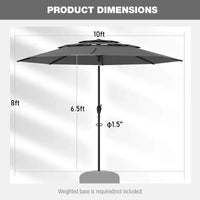 Costway Parasol déporté 3 niveaux 3 m avec évent Parasol de marché grand format pour extérieur Pare-soleil marron/turquoise/bleu marine/beige/gris/rouge/noir