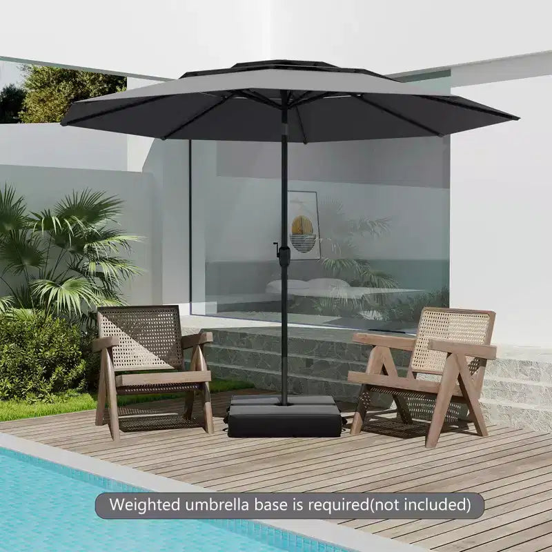 Costway Parasol déporté 3 niveaux 3 m avec évent Parasol de marché grand format pour extérieur Pare-soleil marron/turquoise/bleu marine/beige/gris/rouge/noir
