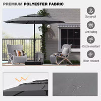 Costway Parasol déporté 3 niveaux 3 m avec évent Parasol de marché grand format pour extérieur Pare-soleil marron/turquoise/bleu marine/beige/gris/rouge/noir