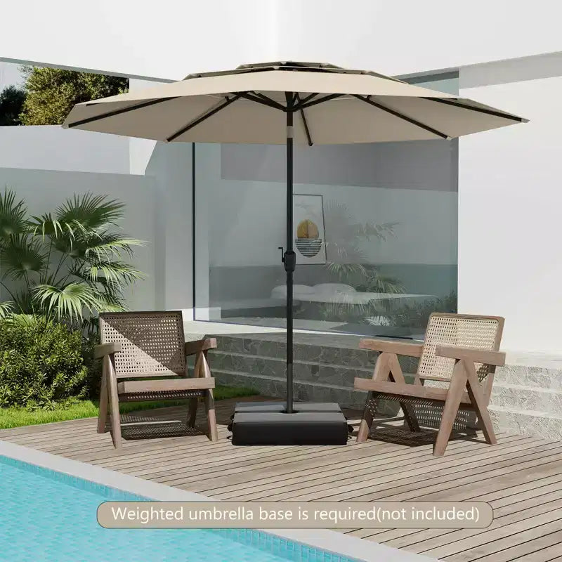 Costway Parasol déporté 3 niveaux 3 m avec évent Parasol de marché grand format pour extérieur Pare-soleil marron/turquoise/bleu marine/beige/gris/rouge/noir