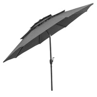 Costway Parasol déporté 3 niveaux 3 m avec évent Parasol de marché grand format pour extérieur Pare-soleil marron/turquoise/bleu marine/beige/gris/rouge/noir