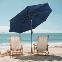 Costway Parasol déporté 3 niveaux 3 m avec évent Parasol de marché grand format pour extérieur Pare-soleil marron/turquoise/bleu marine/beige/gris/rouge/noir