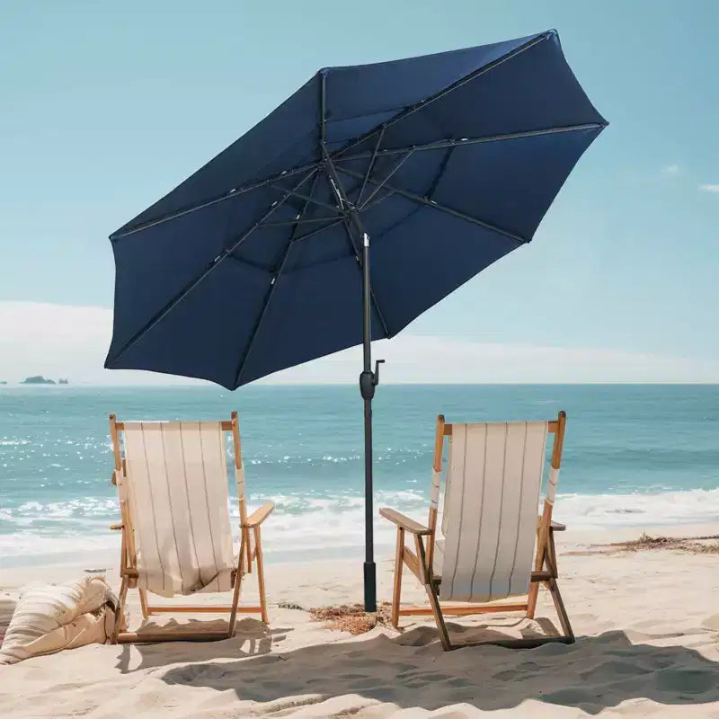 Costway Parasol déporté 3 niveaux 3 m avec évent Parasol de marché grand format pour extérieur Pare-soleil marron/turquoise/bleu marine/beige/gris/rouge/noir