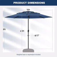 Costway Parasol déporté 3 niveaux 3 m avec évent Parasol de marché grand format pour extérieur Pare-soleil marron/turquoise/bleu marine/beige/gris/rouge/noir