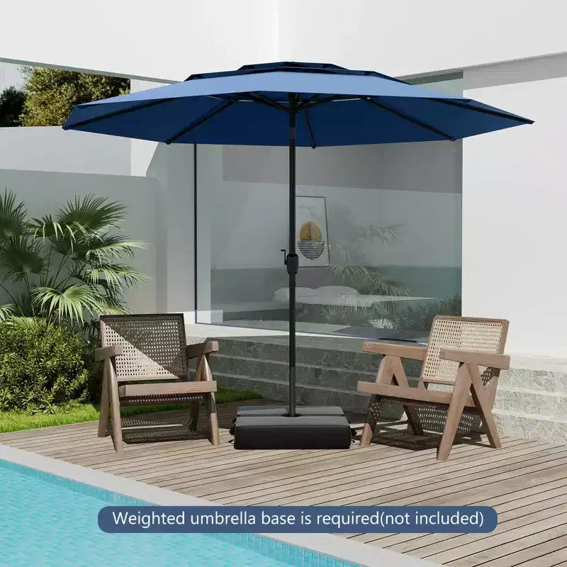 Costway Parasol déporté 3 niveaux 3 m avec évent Parasol de marché grand format pour extérieur Pare-soleil marron/turquoise/bleu marine/beige/gris/rouge/noir