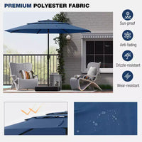 Costway Parasol déporté 3 niveaux 3 m avec évent Parasol de marché grand format pour extérieur Pare-soleil marron/turquoise/bleu marine/beige/gris/rouge/noir