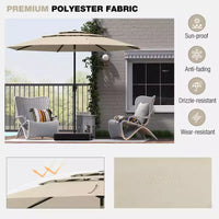 Costway Parasol déporté 3 niveaux 3 m avec évent Parasol de marché grand format pour extérieur Pare-soleil marron/turquoise/bleu marine/beige/gris/rouge/noir