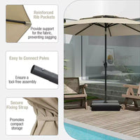 Costway Parasol déporté 3 niveaux 3 m avec évent Parasol de marché grand format pour extérieur Pare-soleil marron/turquoise/bleu marine/beige/gris/rouge/noir