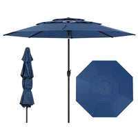 Costway Parasol déporté 3 niveaux 3 m avec évent Parasol de marché grand format pour extérieur Pare-soleil marron/turquoise/bleu marine/beige/gris/rouge/noir