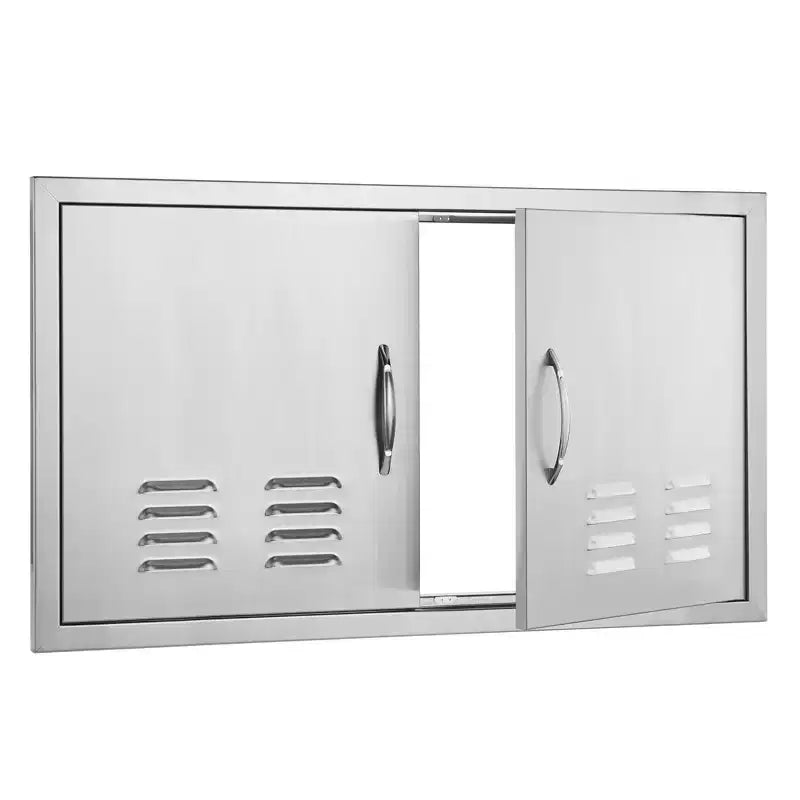 VEVOR Porte d'accès pour Barbecue, Double Porte de Cuisine Extérieure de 36L x 21H Pouces, Porte Encastrée en Acier Inoxydable, Porte Verticale Murale avec Poignées et Évents