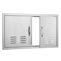 VEVOR Porte d'accès pour Barbecue, Double Porte de Cuisine Extérieure de 36L x 21H Pouces, Porte Encastrée en Acier Inoxydable, Porte Verticale Murale avec Poignées et Évents