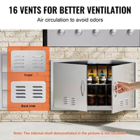 VEVOR Porte d'accès pour Barbecue, Double Porte de Cuisine Extérieure de 36L x 21H Pouces, Porte Encastrée en Acier Inoxydable, Porte Verticale Murale avec Poignées et Évents