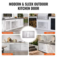 VEVOR Porte d'accès pour Barbecue, Double Porte de Cuisine Extérieure de 36L x 21H Pouces, Porte Encastrée en Acier Inoxydable, Porte Verticale Murale avec Poignées et Évents