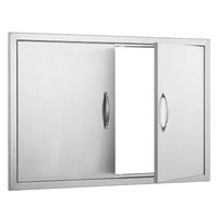 VEVOR Porte d'accès pour barbecue, porte de cuisine extérieure double de 36L x 24H pouces, porte encastrée en acier inoxydable, porte verticale murale avec poignées