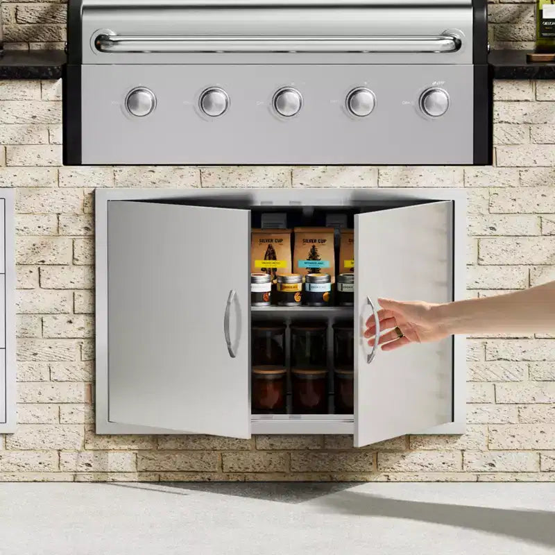 VEVOR Porte d'accès pour barbecue, porte de cuisine extérieure double de 36L x 24H pouces, porte encastrée en acier inoxydable, porte verticale murale avec poignées