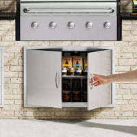 VEVOR Porte d'accès pour barbecue, porte de cuisine extérieure double de 36L x 24H pouces, porte encastrée en acier inoxydable, porte verticale murale avec poignées