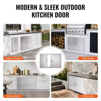 VEVOR Porte d'accès pour barbecue, porte de cuisine extérieure double de 36L x 24H pouces, porte encastrée en acier inoxydable, porte verticale murale avec poignées