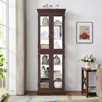 Vatros Lighted Glass Curio Display Cabinet Display Cabinet Glass Storage Cabinet