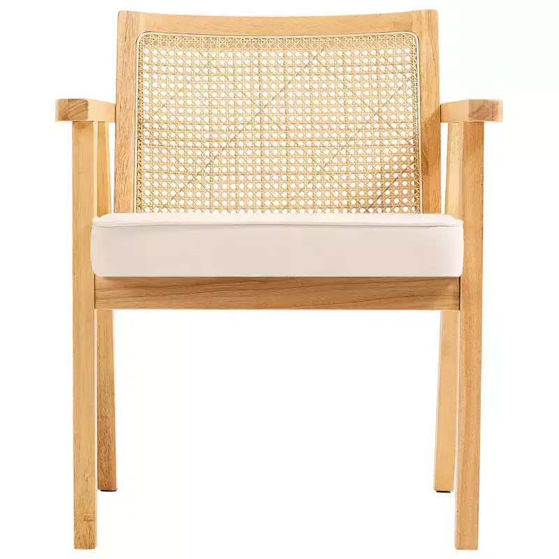 VEVOR fauteuil en rotin mid-century moderne, fauteuil d'appoint rembourré en velours avec dossier en rotin, fauteuil de salon rétro pour salon, chambre, beige