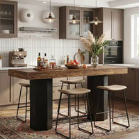 Table haute de bar industrielle MAYEERTY 71, plateau en MDF imitation noyer, pour 4 à 6 personnes, avec base hexagonale, capacité de 136 kg