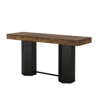 Table haute de bar industrielle MAYEERTY 71, plateau en MDF imitation noyer, pour 4 à 6 personnes, avec base hexagonale, capacité de 136 kg