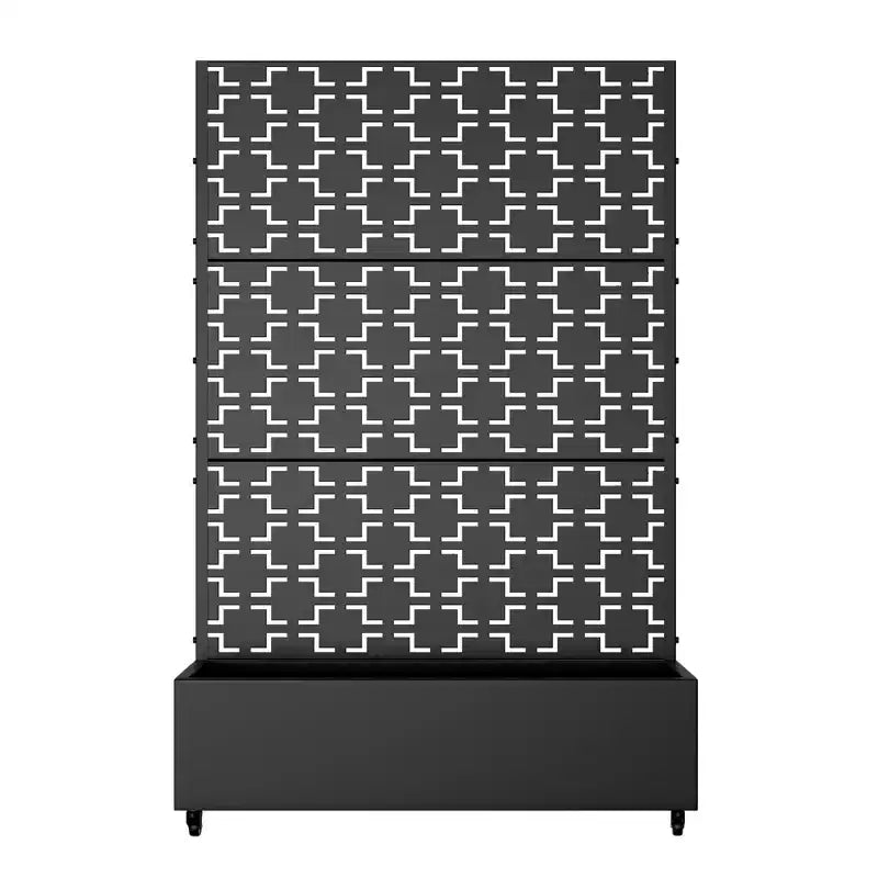 Bac de plantation rectangulaire en metal noir 1 pièce avec structure de grimpe
