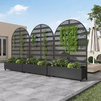 1 pièce de 181,28 cm H x 118,87 cm L, arche en métal noir, jardinière extérieure avec cadre d'escalade, panneau décoratif artistique