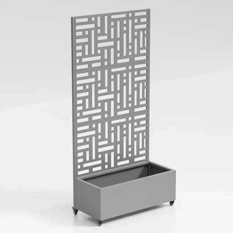 Bac de plantation rectangulaire en metal gris 70,2 po L x 35,1 po l x 15,6 po H avec structure de grimpe (lot de 1)