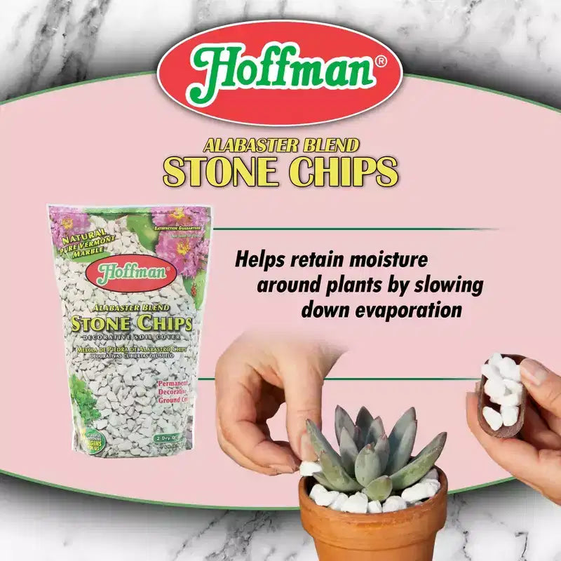 Hoffman Alabaster Blend Eclats de pierre, couvre-sol decoratif permanent, marbre pur du Vermont, 2 pintes sèches