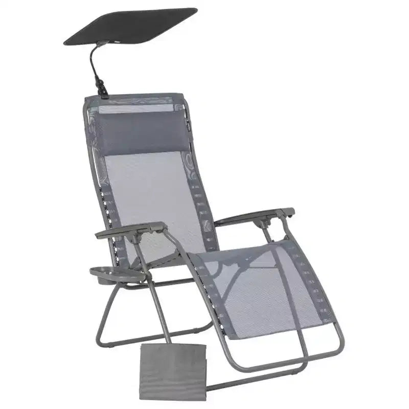 Lafuma Edition Zen Fauteuil de relaxation reglable, tissu Batyline Iso, fauteuil multi-positions avec porte-gobelet, pare-soleil et housse de protection, gris