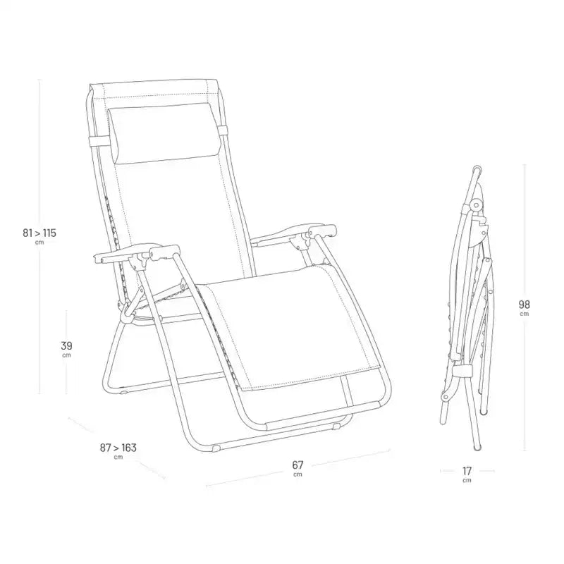 Lafuma Edition Zen Fauteuil de relaxation reglable, tissu Batyline Iso, fauteuil multi-positions avec porte-gobelet, pare-soleil et housse de protection, gris