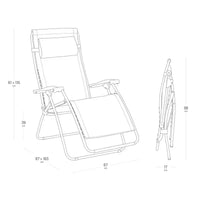 Lafuma Edition Zen Fauteuil de relaxation reglable, tissu Batyline Iso, fauteuil multi-positions avec porte-gobelet, pare-soleil et housse de protection, gris