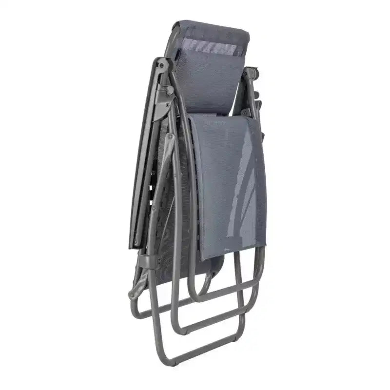 Lafuma Edition Zen Fauteuil de relaxation reglable, tissu Batyline Iso, fauteuil multi-positions avec porte-gobelet, pare-soleil et housse de protection, gris