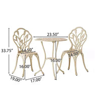 Christopher Knight Home Nassau Ensemble bistro d'extérieur style vintage en aluminium moulé avec tulipes