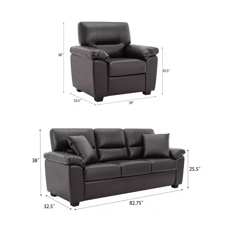 Canapé et fauteuil en similicuir, canapé au confort ultime pour salon-Morden Fort