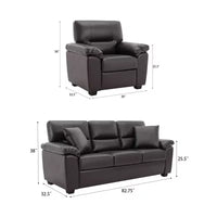 Canapé et fauteuil en similicuir, canapé au confort ultime pour salon-Morden Fort