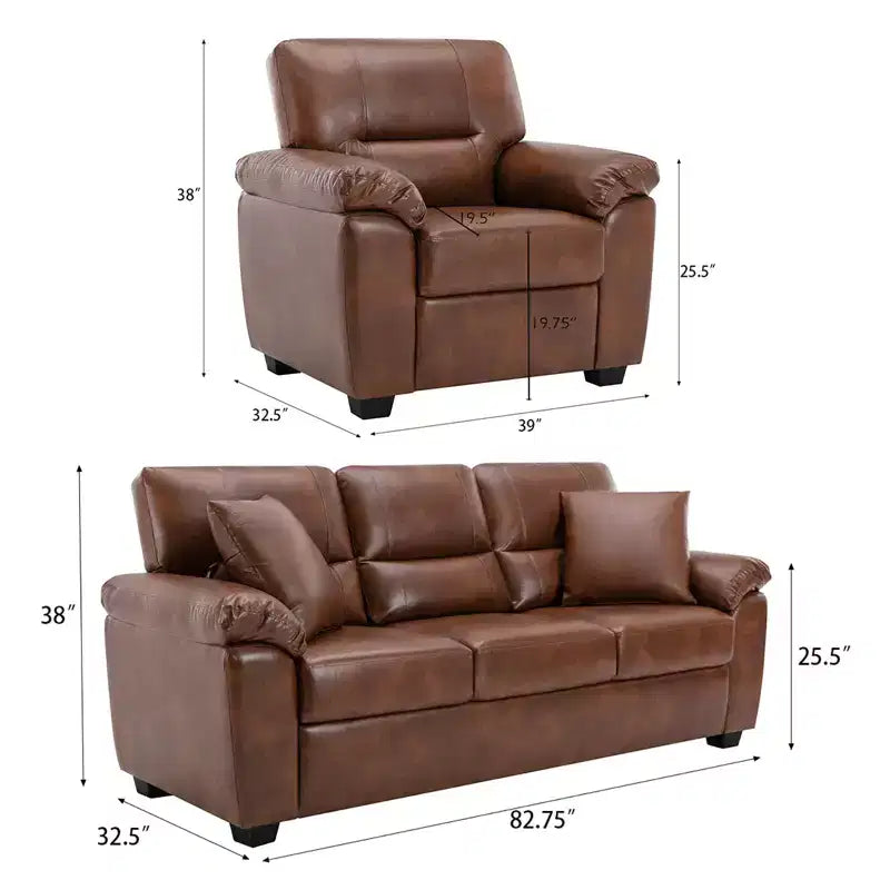 Canapé et fauteuil en similicuir, canapé au confort ultime pour salon-Morden Fort