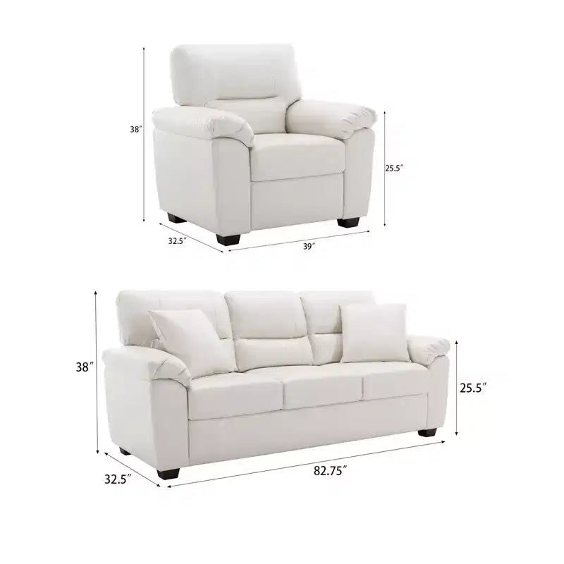 Canapé et fauteuil en similicuir, canapé au confort ultime pour salon-Morden Fort