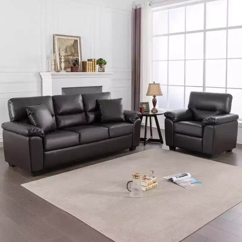 Canapé et fauteuil en similicuir, canapé au confort ultime pour salon-Morden Fort