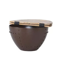 Christopher Knight Home Algonac table basse de rangement industrielle moderne faite main en bois de manguier et fer, naturel
