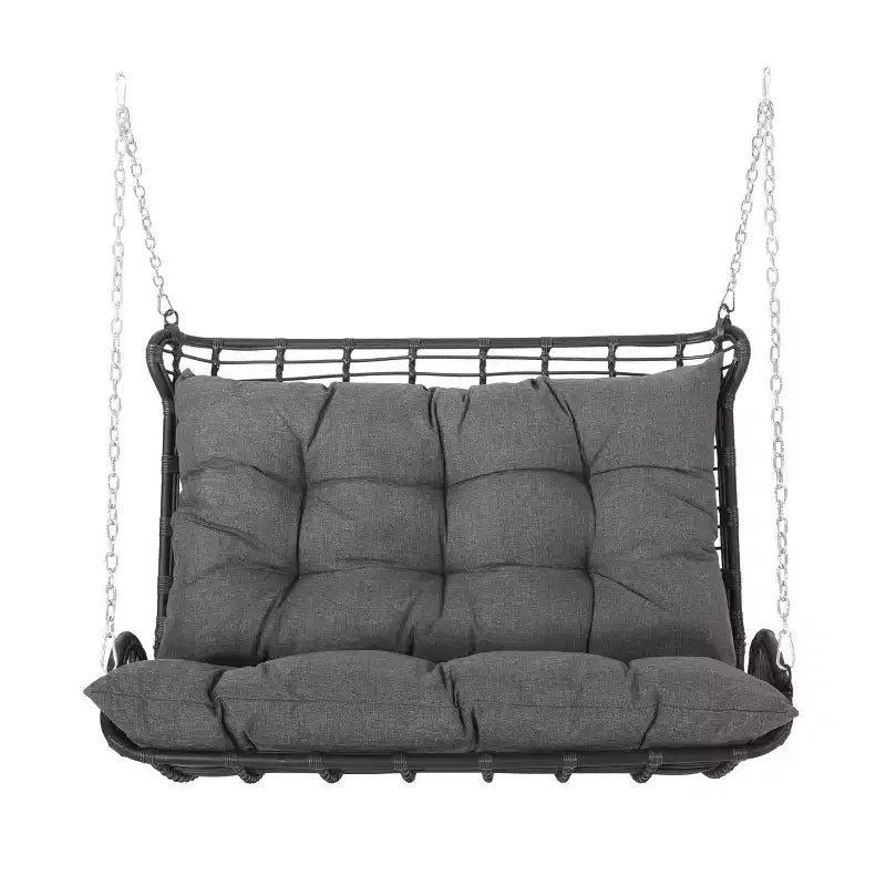 Banc balançoire de porche en osier Arruda de Christopher Knight Home avec coussins