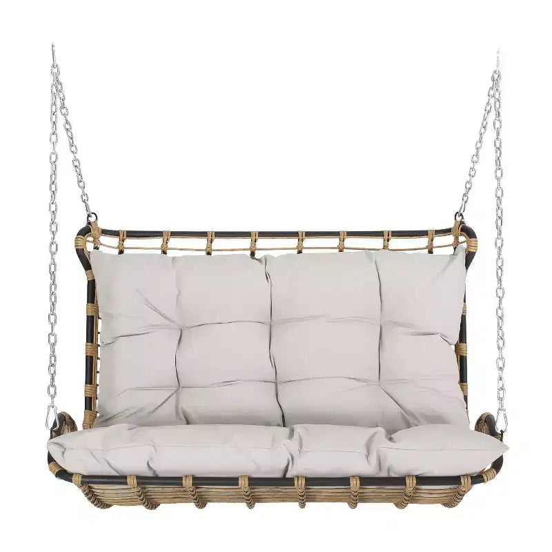 Banc balançoire de porche en osier Arruda de Christopher Knight Home avec coussins