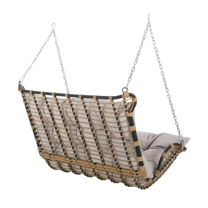 Banc balançoire de porche en osier Arruda de Christopher Knight Home avec coussins