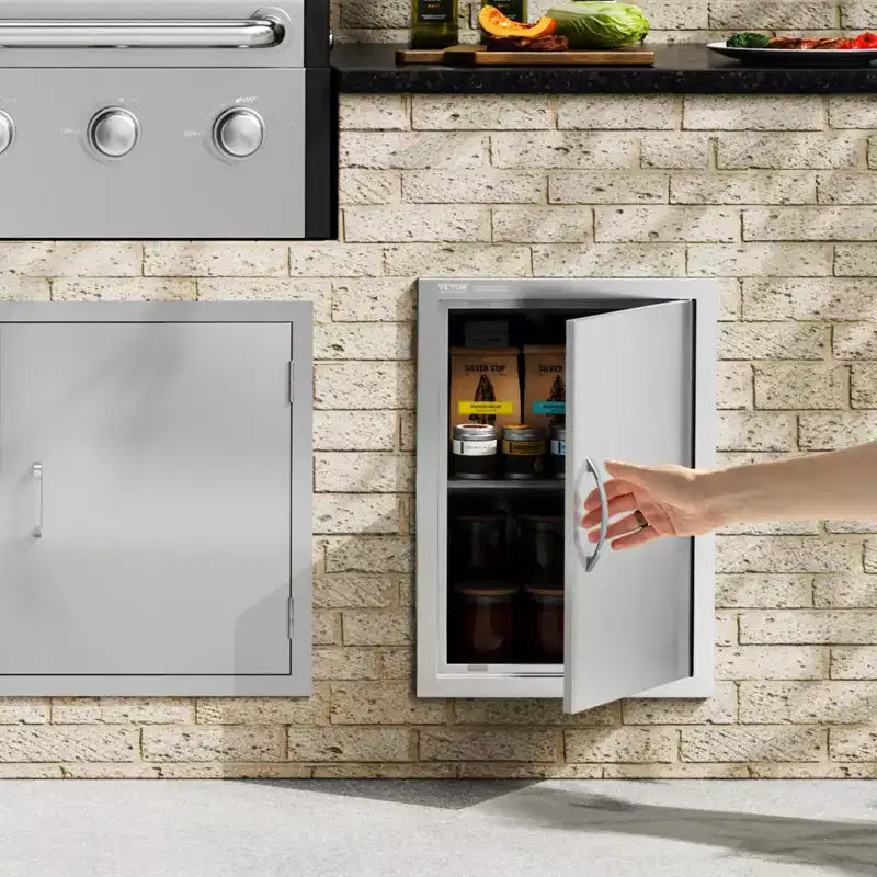 Porte d'accès pour barbecue VEVOR, porte de cuisine extérieure simple de 17W x 24H pouces, porte encastrée en acier inoxydable, porte verticale murale avec poignée