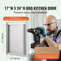Porte d'accès pour barbecue VEVOR, porte de cuisine extérieure simple de 17W x 24H pouces, porte encastrée en acier inoxydable, porte verticale murale avec poignée