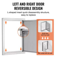 Porte d'accès pour barbecue VEVOR, porte de cuisine extérieure simple de 17W x 24H pouces, porte encastrée en acier inoxydable, porte verticale murale avec poignée