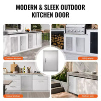 Porte d'accès pour barbecue VEVOR, porte de cuisine extérieure simple de 17W x 24H pouces, porte encastrée en acier inoxydable, porte verticale murale avec poignée