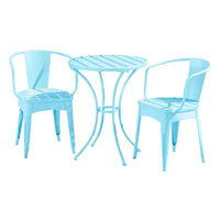 Christopher Knight Home Timotha Ensemble de bistro de terrasse rond moderne en métal 3 pièces avec conception à lattes ouvertes