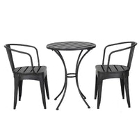 Christopher Knight Home Timotha Ensemble de bistro de terrasse rond moderne en métal 3 pièces avec conception à lattes ouvertes